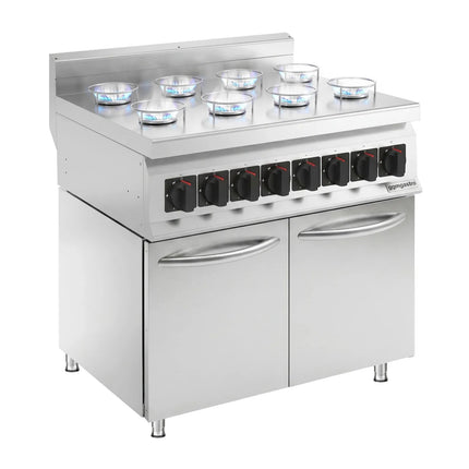 GGM Gastro Gas Hob - 22kW - 8 burners - with base cabinet - 2 doors