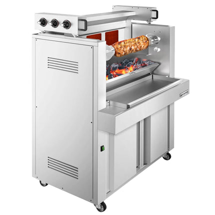 GGM Gastro Gas Horizontal Kebab Grill (Cağ Kebab) - 9.8kW - up to 85kg - Floor-standing - on castors