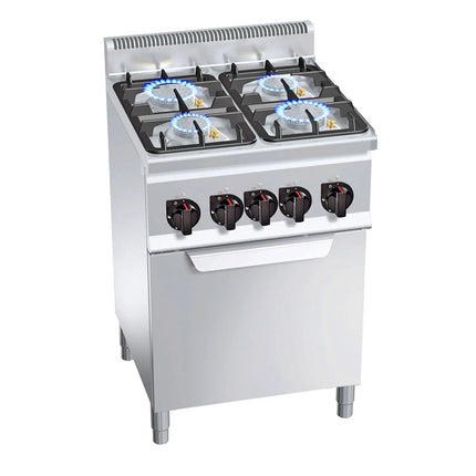 GGM Gastro Gas Oven Range - 19kW - 4 burners - with Gas Oven Static Oven - 3.5kW