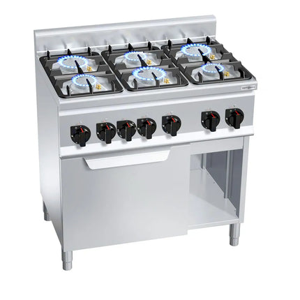 GGM Gastro Gas Oven Range - 28.5kW - 6 burners - High-Output Burners - with Electric Oven Convection Oven - 3kW