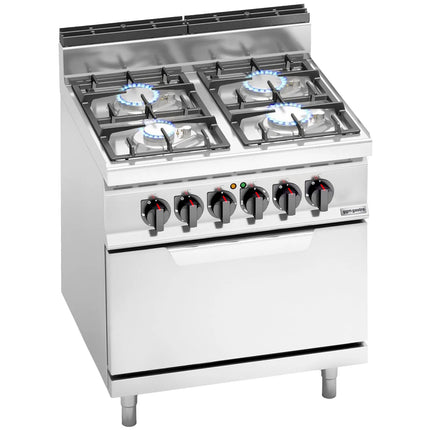 GGM Gastro Gas Oven Range - 29kW - 4 burners - with Electric Oven Static Oven - 7.5kW