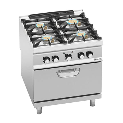 GGM Gastro Gas Oven Range - 32.68kW - 4 burners - with Electric Oven Convection Oven - 4.68kW