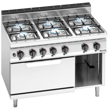 GGM Gastro Gas Oven Range - 33.5kW - 6 burners - with Gas Oven Static Oven - 7.8kW