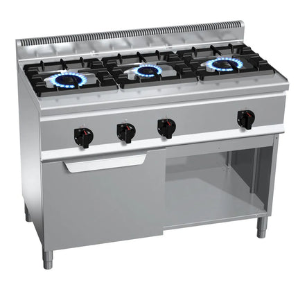 GGM Gastro Gas Oven Range - 34.5kW - 3 burners - with Gas Oven Static Oven - 3.5kW