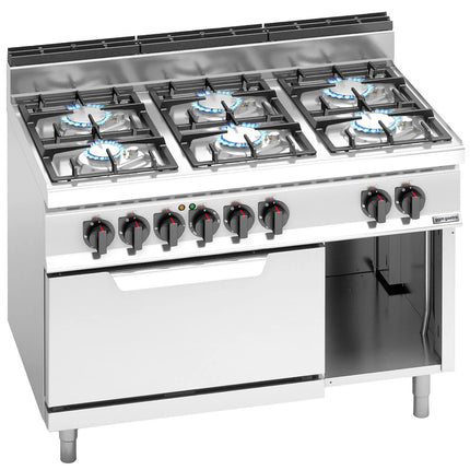 GGM Gastro Gas Oven Range - 41kW - 6 burners - with Electric Oven Static Oven - 7.5kW