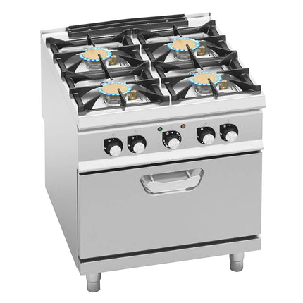 GGM Gastro Gas Oven Range - 44.68kW - 4 burners - with Electric Oven Convection Oven - 4.68kW - High-Output Model