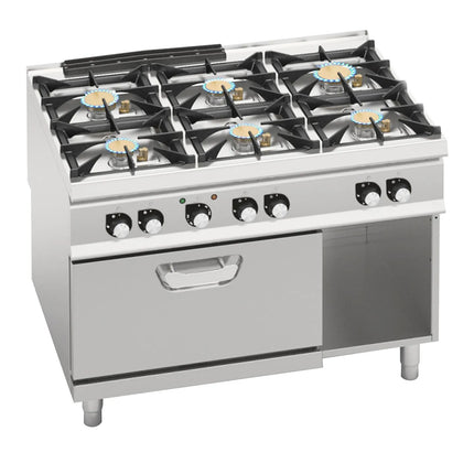 GGM Gastro Gas Oven Range - 48.68kW - 6 burners - with Electric Oven Convection Oven - 4.68kW
