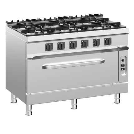 GGM Gastro Gas Oven Range - 49kW - 6 burners - with Gas Oven Static Oven - 10kW