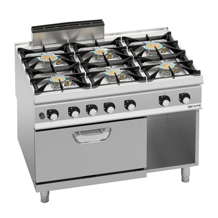GGM Gastro Gas Oven Range - 67.8kW - 6 burners - with Gas Oven Static Oven - 7.8kW - High-Output Model