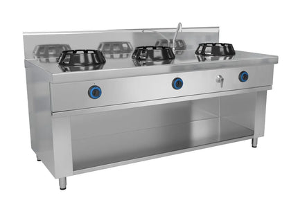 GGM Gastro Gas wok cooker - 42kW - 3 burner - incl. 1 tap