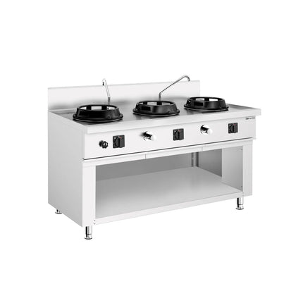 GGM Gastro Gas wok cooker - 45kW - 3 burner - incl. 2 taps
