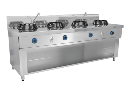 GGM Gastro Gas wok cooker - 56kW - 4 burner - incl. 2 taps