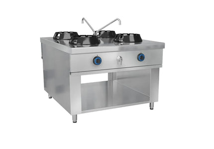 GGM Gastro Gas wok cooker - 56kW - 4 burner - incl. 2 taps