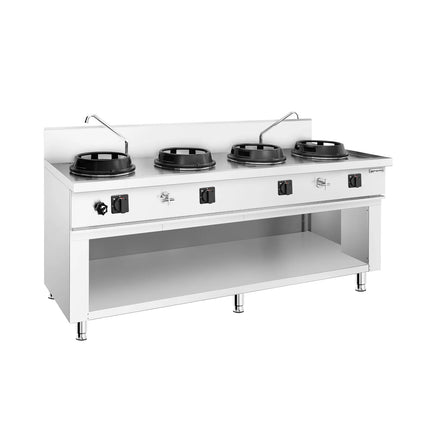 GGM Gastro Gas wok cooker - 60kW - 4 burner - incl. 2 taps