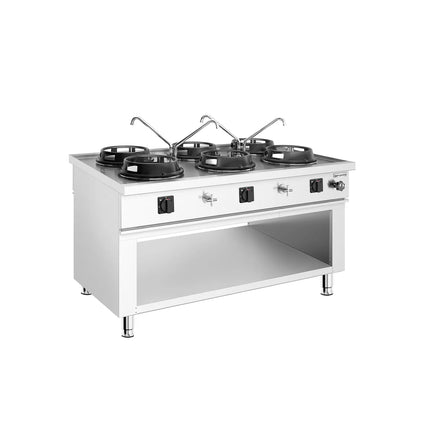 GGM Gastro Gas wok cooker - 90kW - 6 burner - incl. 4 taps