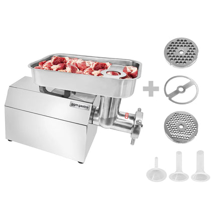 GGM Gastro Heavy Duty Electric Meat Mincer - Size 12 - 350-400kg/h - 750 W - Mincing Plate 12mm