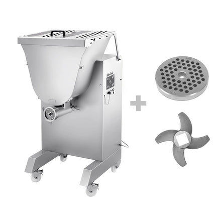 GGM Gastro Heavy Duty Electric Meat Mincer - Size 32 with Meat Mixer - 850-1000kg/h - 2.94 kW - Mincing Plate 4.5mm - with Castors