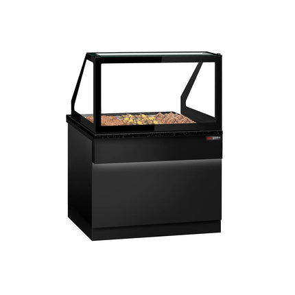 GGM Gastro Hot Servery Counter TORONTO - 1250mm - black front - Bain Marie Top for 3x GN 1/1 - Black Granite Worktop