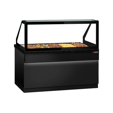 GGM Gastro Hot Servery Counter TORONTO - 1800mm - black front - Bain Marie Top for 5x GN 1/1 - Black Granite Worktop