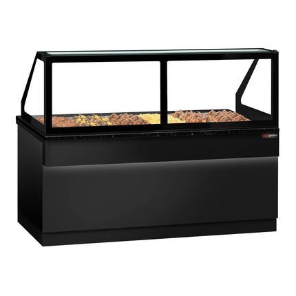 GGM Gastro Hot Servery Counter TORONTO - 2100mm - black front - Bain Marie Top for 6x GN 1/1 - Black Granite Worktop