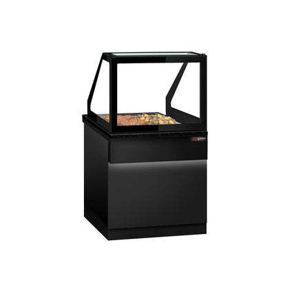 GGM Gastro Hot Servery Counter TORONTO - 800mm - black front - Bain Marie Top for 2x GN 1/1 - Black Granite Worktop