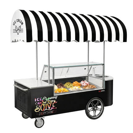 GGM Gastro Ice Cream Cart - 2146mm - with sink - for 9 x 5 litres Napoli pans - rear sliding doors