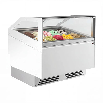 GGM Gastro Ice Cream Display Freezer | ADAM - 1200mm - Ventilated cooling - with LED lighting - for 12 x 5 litres Napoli pans or 8 x 7 litres - White