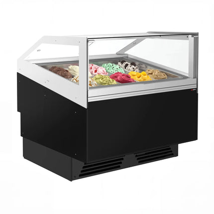GGM Gastro Ice Cream Display Freezer | ADAM - 1200mm - Ventilated cooling - with LED lighting - for 12 x 5 litres Napoli pans or 8 x 7 litres - Black