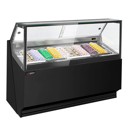 GGM Gastro Ice Cream Display Freezer THEO – 1771 mm – Ventilated – for 9× 5 Litres Ice cream containers – Black