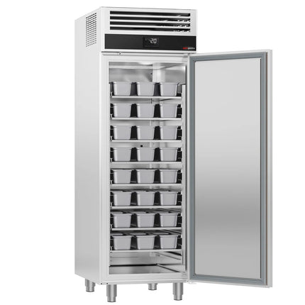 GGM Gastro Ice Cream Storage Freezer Stainless Steel - with 1 door - for 48x 5L or 32x 7L Ice Cream Containers