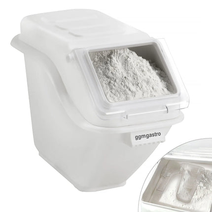 GGM Gastro Ingredient Bin - with Flip Lid - 20L - Polypropylene - White - Stackable