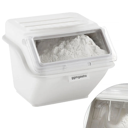 GGM Gastro Ingredient Bin - with Flip Lid - 40L - Polypropylene - White - Stackable