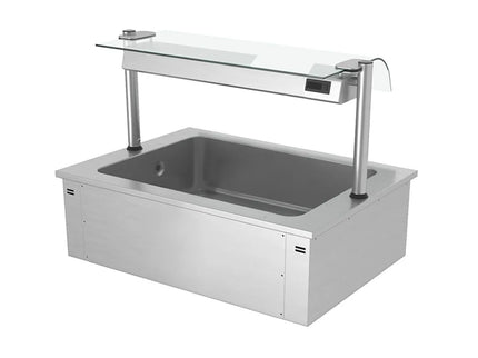 GGM Gastro Integrated Drop-in Ice Well - 1135mm - 3x GN 1/1 - 130L - with Glass Sneeze Guard