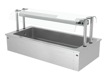 GGM Gastro Integrated Drop-in Ice Well - 1785mm - 5x GN 1/1 - 200L - with Glass Sneeze Guard