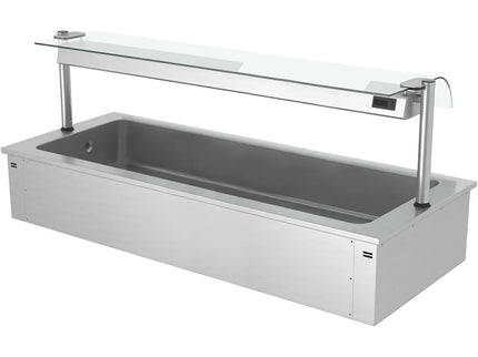 GGM Gastro Integrated Drop-in Ice Well - 2110mm - 6x GN 1/1 - 250L - with Glass Sneeze Guard