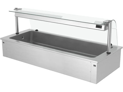 GGM Gastro Integrated Drop-in Ice Well - 2110mm - 6x GN 1/1 - 250L - with Glass Sneeze Guard