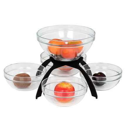 GGM Gastro Jam Etagere / Buffet Stand - Black - Stainless steel frame - square - Height: 340mm - incl. 5 Glass bowls 4x170x170mm, 1x200x200mm - with 5 shelves