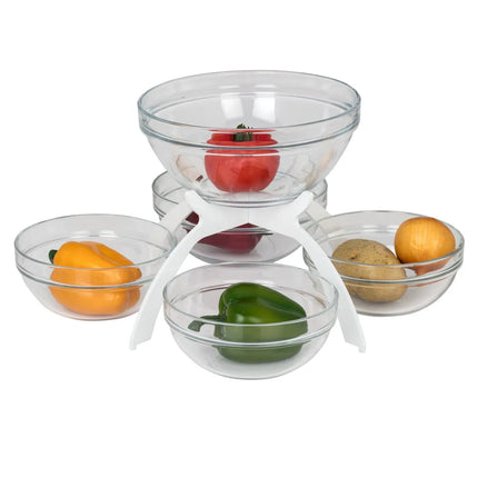 GGM Gastro Jam Etagere / Buffet Stand - Powder-coated stainless steel - White - square - Height: 340mm - incl. 5 Glass bowls 4x170x170mm, 1x200x200mm - with 5 shelves