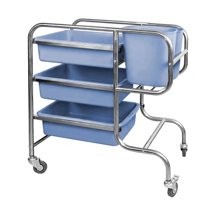 GGM Gastro Janitorial Cleaning Trolley - Open - with 3 shelves & 2 buckets