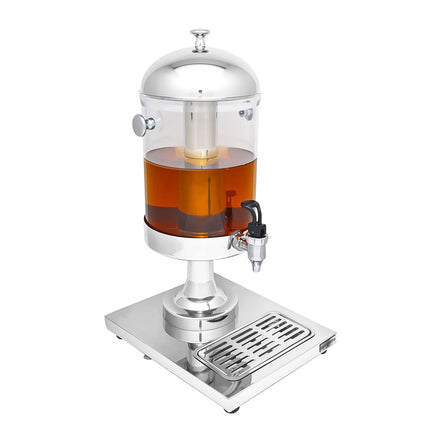 GGM Gastro Juice Dispenser - 1x polycarbonate tank with tap & ice insert - 7.5 Litres - Stainless steel - incl. drip tray & fruit infuser cylinder