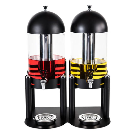 GGM Gastro Juice Dispenser - 2x glass containers with tap & ice core - 2x 6 Litres - Black - incl. ice core