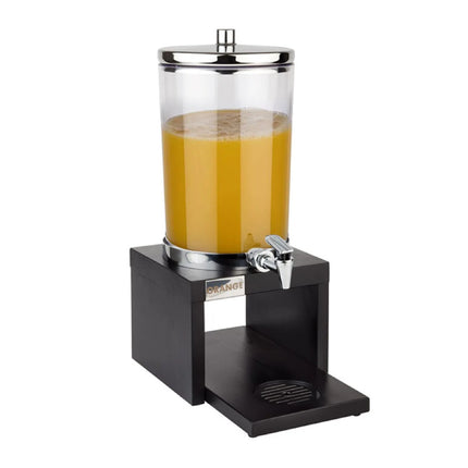 GGM Gastro Juice Dispenser - BRIDGE - polycarbonate tank with tap & dual ice packs (top & bottom) - 4 Litres - Stainless steel & wood - incl. stand, 2 batteries & touchless adaptor