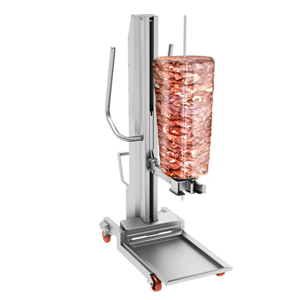 GGM Gastro Kebab Lift for Doner Kebab Grill - 568x986x1605mm - 350kg max load - Stainless Steel AISI 430, Scotch-Brite finish - 15x15mm skewer