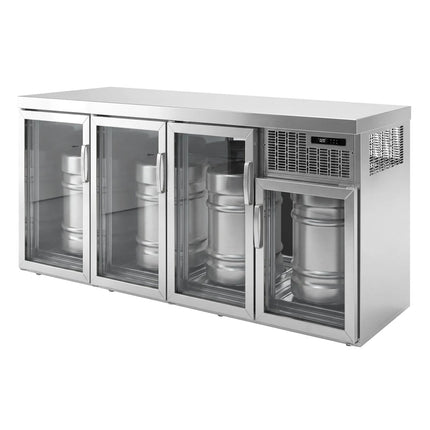 GGM Gastro Keg Fridge with Condensing Unit - 4x50L Kegs - 2120x600mm - with 4 Glass Doors