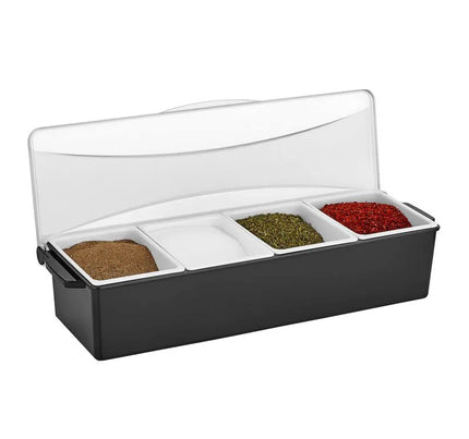 GGM Gastro Khay Đựng Gia Vị Quầy Bar - 4 Ngăn - Kèm Nắp