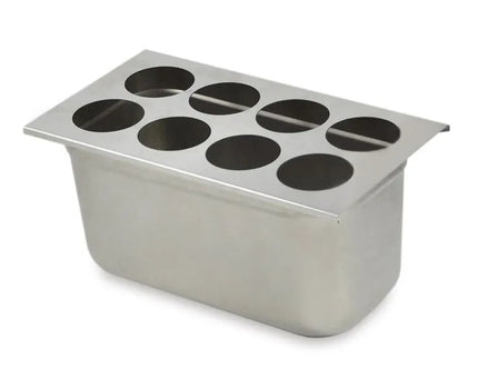 GGM Gastro Khay Sắp Xếp Bình (GN 1/3) - Cho 8 Bình - Thép Không Gỉ - Lỗ Ø62mm - Cho FFO-001 355ml; FFO-002 473ml