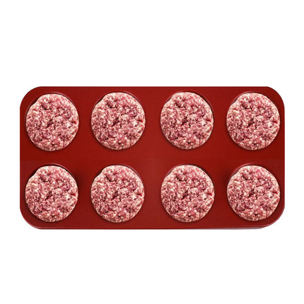 GGM Gastro Khuôn Ép Burger - Thủ Công - Trơn - Nhựa - Đỏ - Ø100mm - KHÔNG Kèm Khuôn Patty - 8 Lỗ
