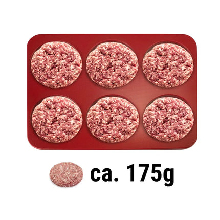 GGM Gastro Khuôn Ép Burger - Thủ Công - Trơn - Nhựa - Đỏ - Ø120mm - KHÔNG Kèm Khuôn Patty - 6 Lỗ