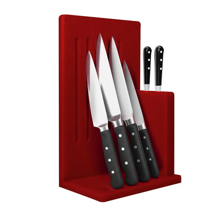 GGM Gastro Knife Block - with Rack - Polyethylene - 300x504x202mm - Red
