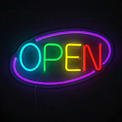 GGM Gastro LED illuminated sign - OPEN - dimmable - Magenta/Multi-colour - 420x250mm